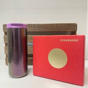 STARBUCKS 12oz. Purple Metallic Glitter Stainless Steel Hot Tumbler